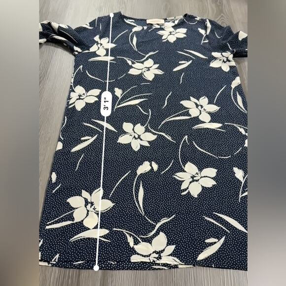 Loyd/Ford Navy Blue & Off White Floral Print Shift Dress Size 4 - Picture 9 of 9